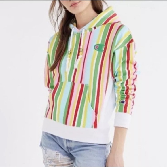 Susan Alexandra x Champion UO Exclusive Striped Watermelon Hoodie Sweater sz XS - Picture 1 of 9
